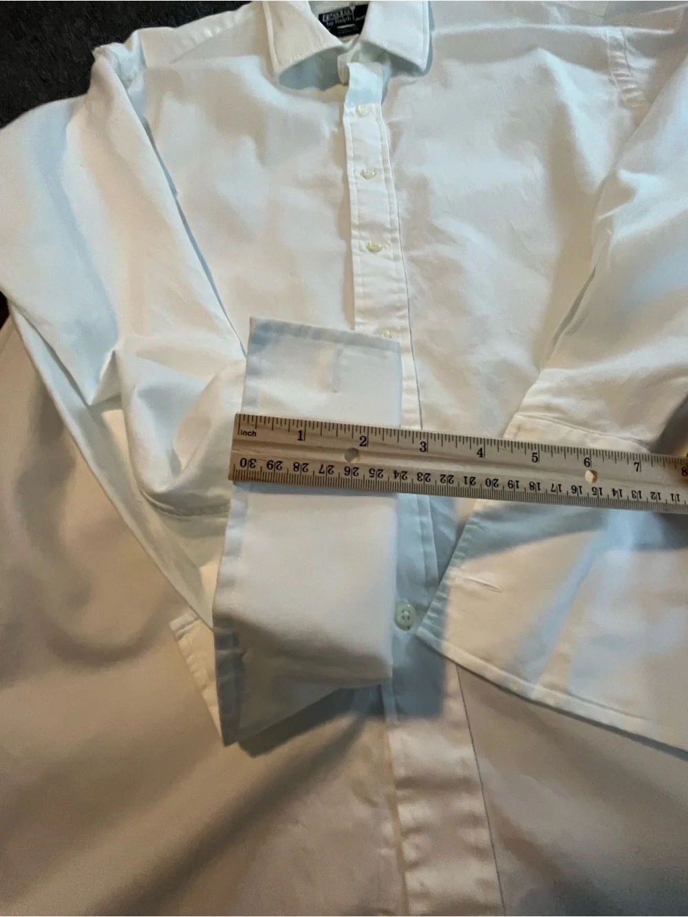 Polo Ralph Lauren Men's White Curham Classic Fit Dress Shirt Size 18 / 35 EUC